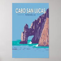 Cabo San Lucas Arch Mexico Travel Art Vintage