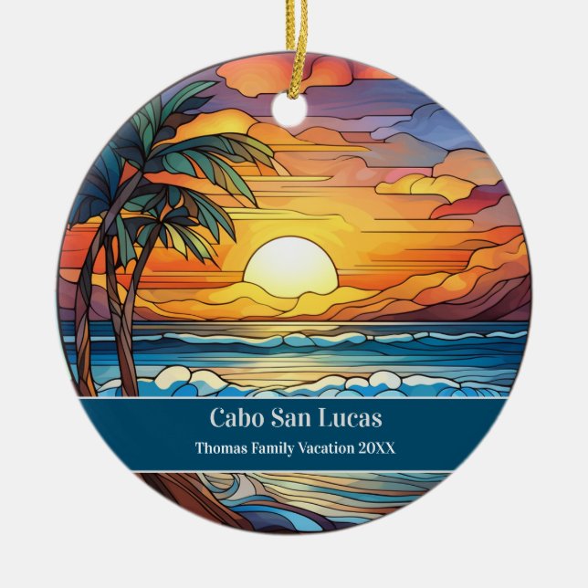 Cabo San Lucas Beach Vacation Ceramic Tree Decoration (Front)
