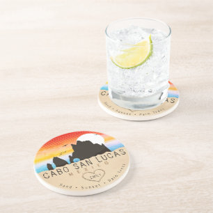 Cabo San Lucas Mexico Arch Vintage retro Sunset Coaster