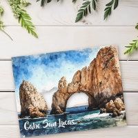 Cabo San Lucas Mexico Beach Watercolor 