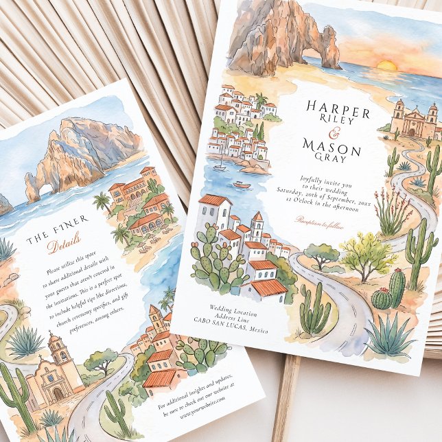 Cabo San Lucas Mexico El Arco Beach Wedding Invitation (Creator Uploaded)