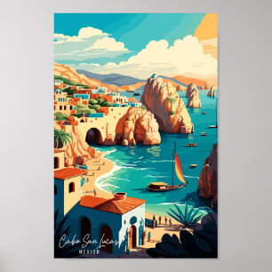 Cabo San Lucas Mexico Travel Art Vintage Poster