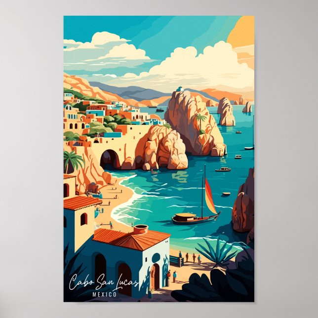 Cabo San Lucas Mexico Travel Art Vintage Poster (Front)