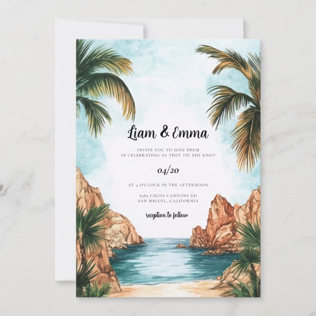 Cabo San Lucas Mexico Wedding Invitation (Front)
