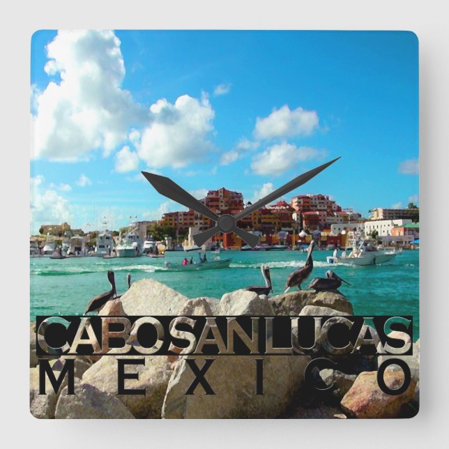 Cabo San Lucas Square Wall Clock (Front)