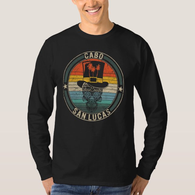 Cabo San Lucas Sugar Skull & Hat Souvenir Mexican  T-Shirt (Front)