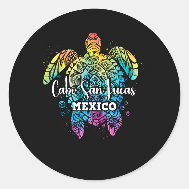 Cabo San Lucas Tie Dye Sea Turtle Matching Family  Classic Round Sticker (Front)