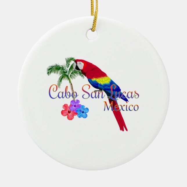 Cabo San Lucas Tropical Beach Ceramic Tree Decoration (Front)