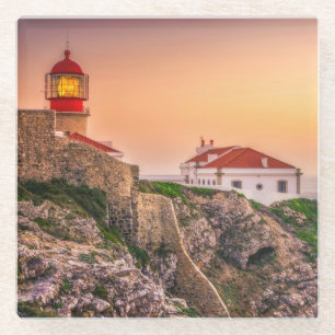 Cabo Sao Vicente At The Sunset Algarve, Portugal Glass Coaster