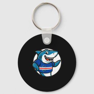 Cabo Verde Flag Shark Funny Cabo Verdean Key Ring