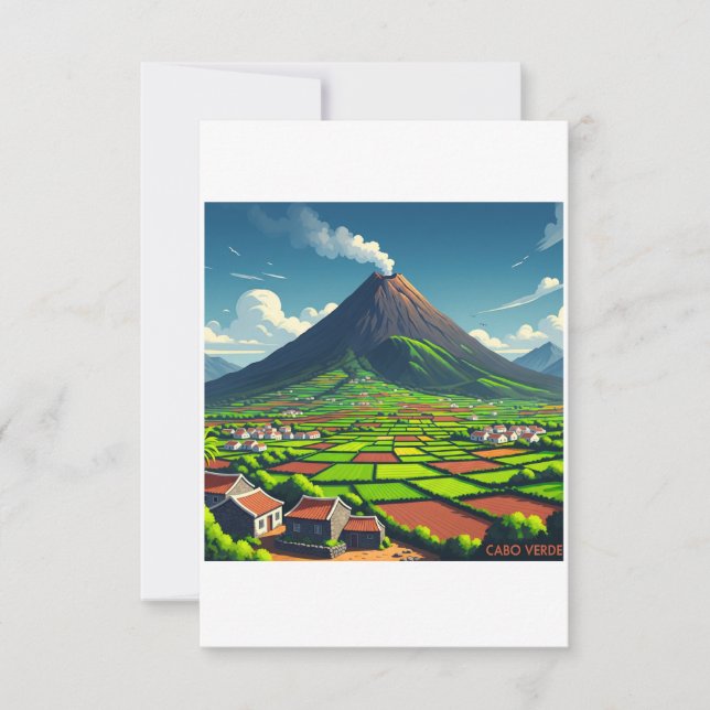 Cabo Verde Poster – Volcano and Tropical Landscape (Front)
