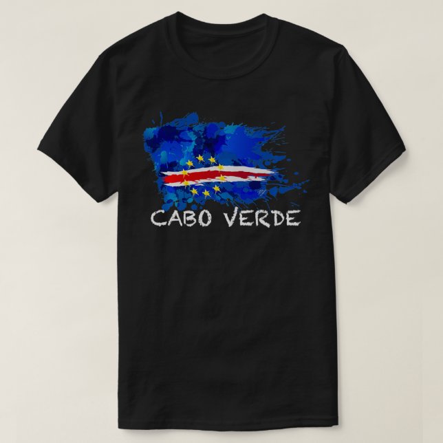 CABO VERDE SPLASHED PAINT FLAG with white tet Pull T-Shirt (Design Front)