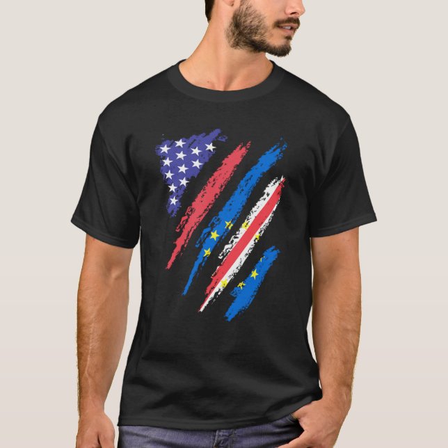 Cabo Verdean American Patriot Grown Heart Flag Str T-Shirt (Front)