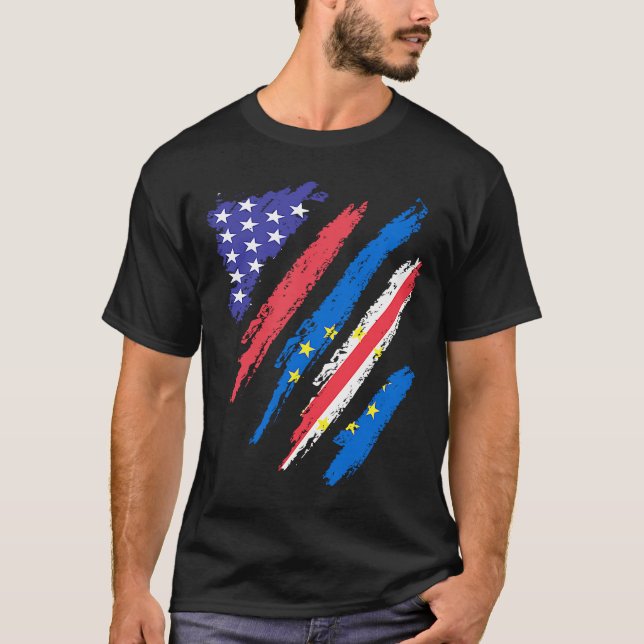 Cabo Verdean American Patriot Grown Heart Flag Str T-Shirt (Front)