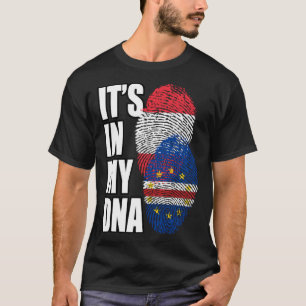 Cabo Verdean And Austrian Mix DNA Flag Heritage T-Shirt