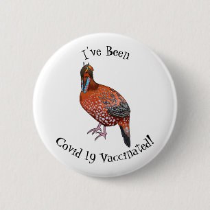 Cabot's tragopan bird cartoon illustration  6 cm round badge