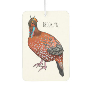 Cabot's tragopan bird cartoon illustration  car air freshener