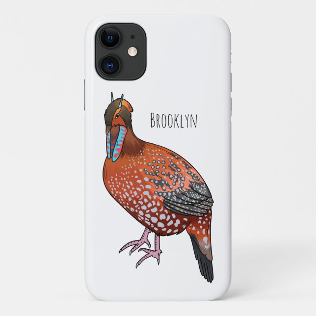 Cabot's tragopan bird cartoon illustration  Case-Mate iPhone case (Back)
