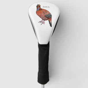 Cabot's tragopan bird cartoon illustration golf head cover