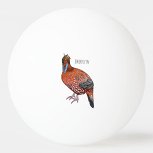 Cabot's tragopan bird cartoon illustration ping pong ball