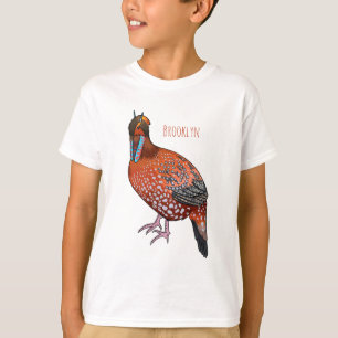 Cabot's tragopan bird cartoon illustration  T-Shirt