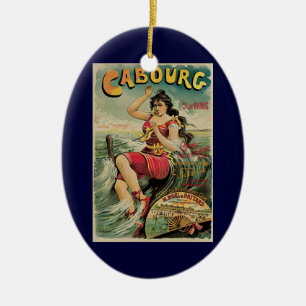 Cabourg, France Beach Resort, Vintage Travel Art Ceramic Tree Decoration