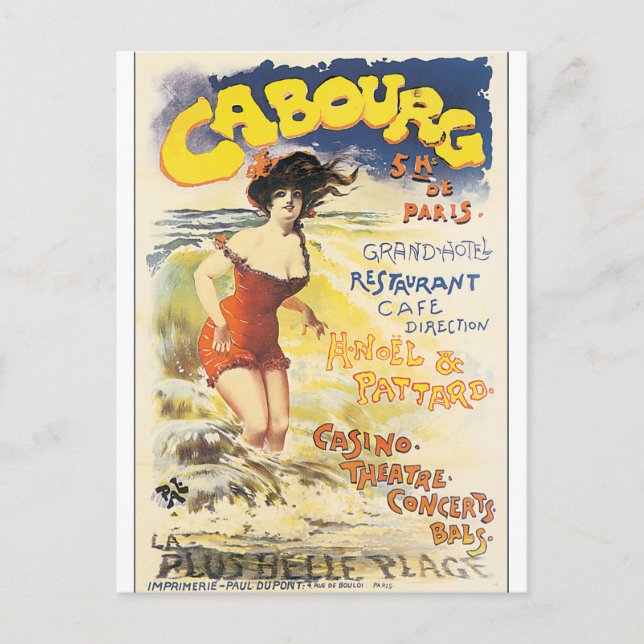 Cabourg Vintage Travel Poster Postcard (Front)