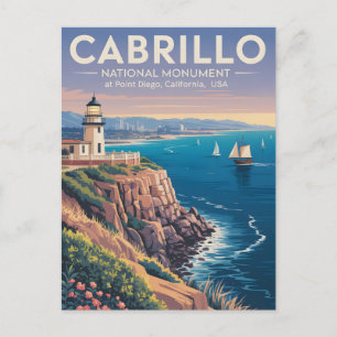 Cabrillo National Monument Vintage San Diego Art Postcard