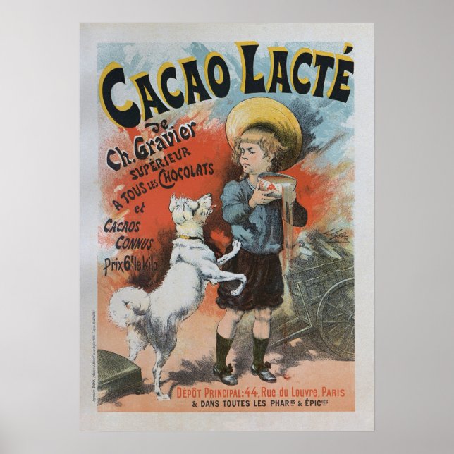Cacao lacte, 1893 French Vintage Poster (Front)