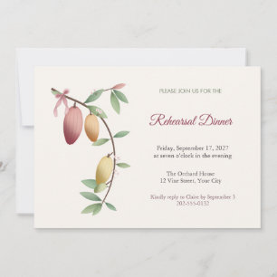 Cacao Pod Branch Rehearsal Dinner Invitation