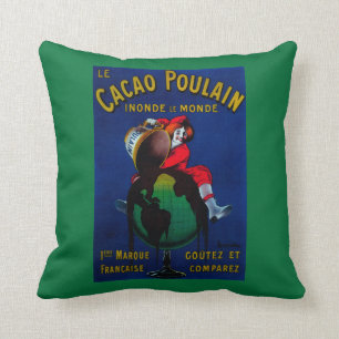Cacao Poulain Vintage PosterEurope Cushion