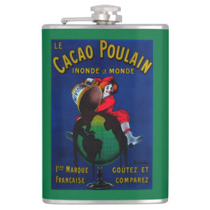Cacao Poulain Vintage PosterEurope Hip Flask