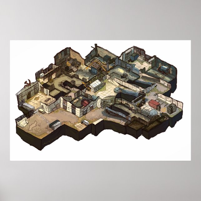 Cache Isometric CSGO Map Poster (Front)