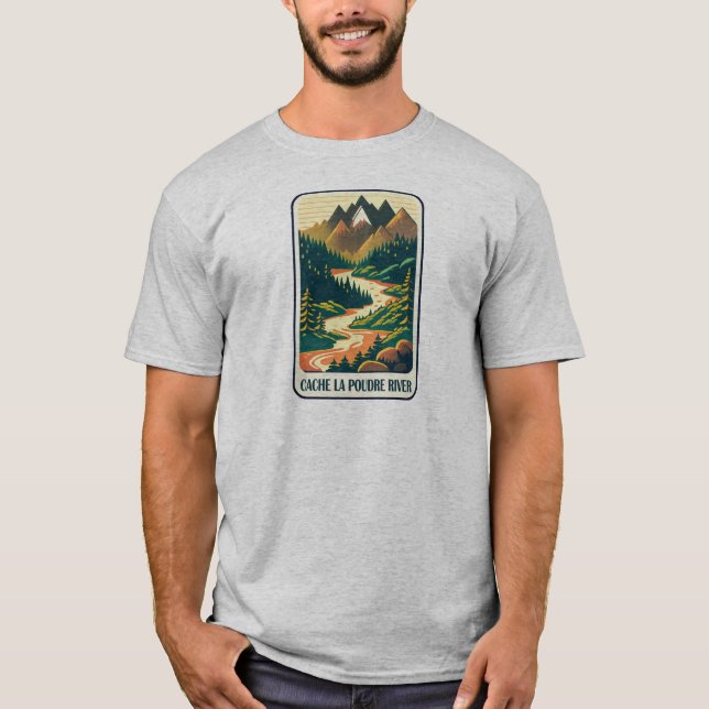 Cache la Poudre River Colorado Colours T-Shirt (Front)