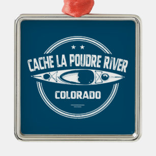 Cache la Poudre River Colorado Kayaking Metal Tree Decoration