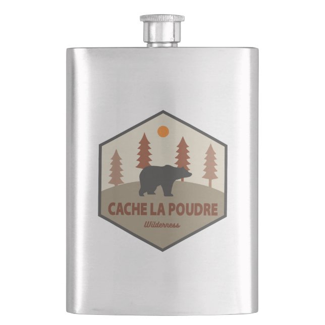 Cache La Poudre Wilderness Colorado Bear Hip Flask (Front)