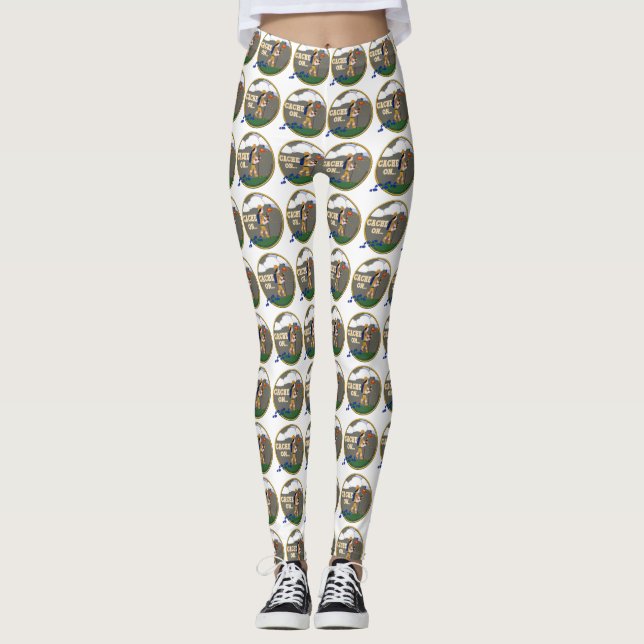 CACHE ON GIRL - GEOCACHING Leggings (Front)