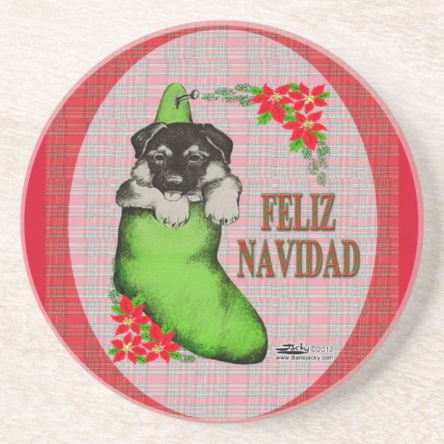 Cachorrito Feliz Navidad Coaster (Front)