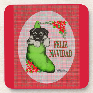 Cachorrito Feliz Navidad Coaster