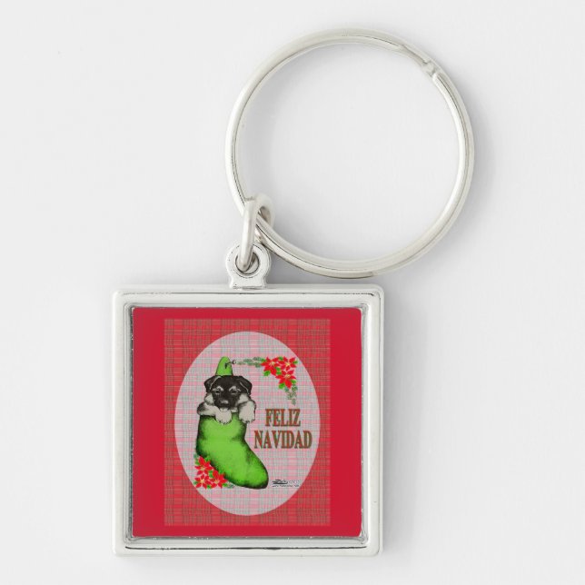 Cachorrito Feliz Navidad Key Ring (Front)