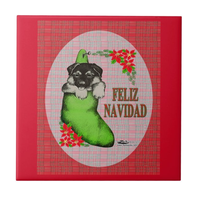 Cachorrito Feliz Navidad Tile (Front)