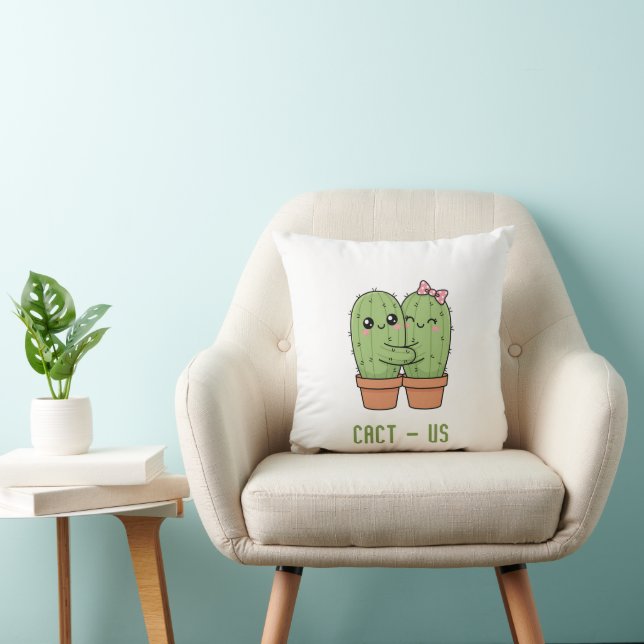 Cact-Us Funny Cactus Couple Pun Anniversary Gift Cushion (Chair)