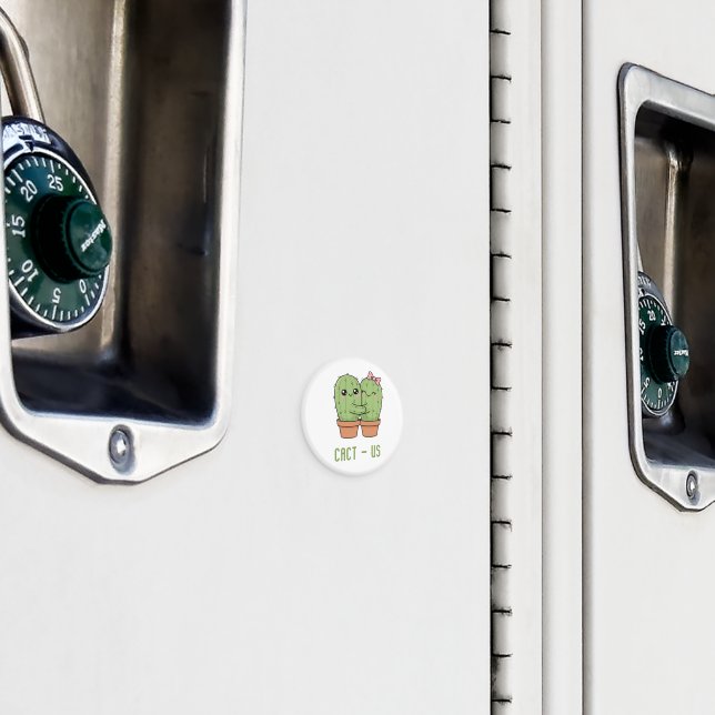 Cact-Us Funny Cactus Couple Pun Anniversary Gift Magnet (In Situ (Locker))