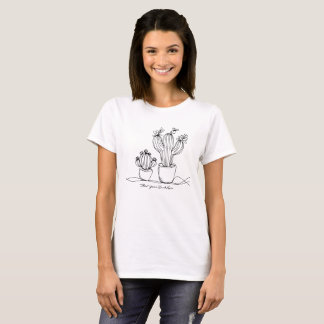 Cacti Abstract Line Art with Personalised Text T-Shirt