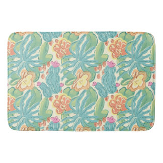 Cacti and plant Desert Botanical Green Orange Pink Bath Mat