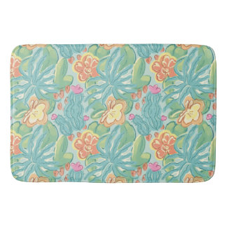 Cacti and plant Desert Botanical Green Orange Pink Bath Mat