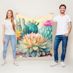 Cacti And Succulent Fleece Blanket