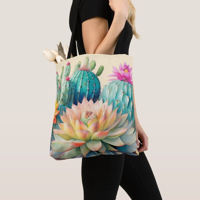 Cacti And Succulent Tote Bag (Close Up)
