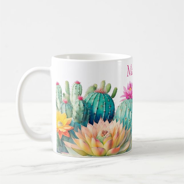 Cacti And Succulent With Name Coffee Mug (Left)