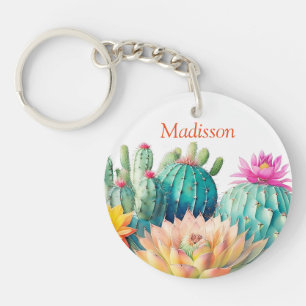 Cacti And Succulent With Name Key Ring